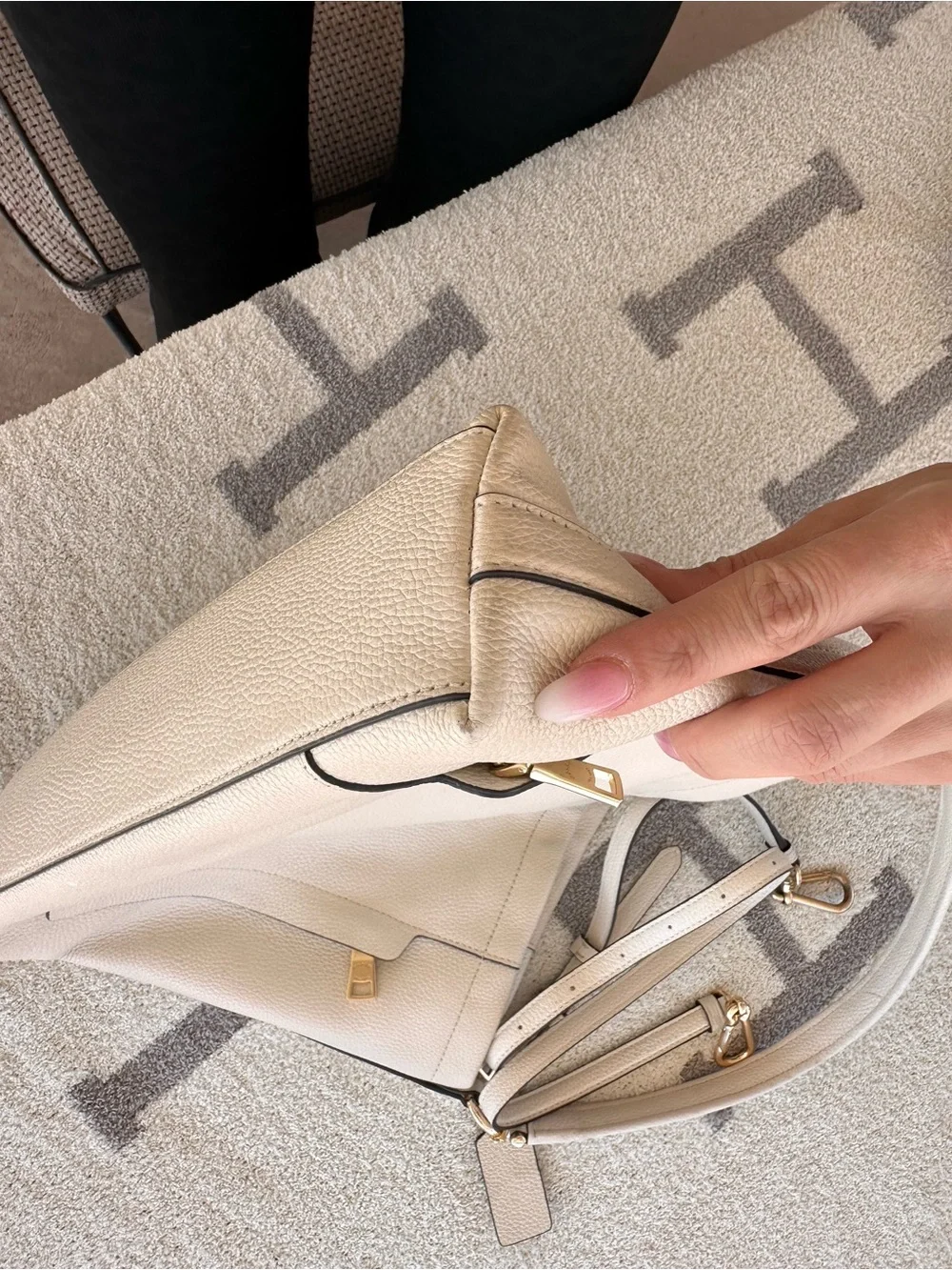 Coach Pebbled Leather Shoulder Bag in Cream with Gold Hardware 2022 scout hobo